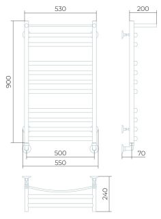 Водяной полотенцесушитель Larusso Гранд П11 с полкой 50x90см хром 4670078535511
